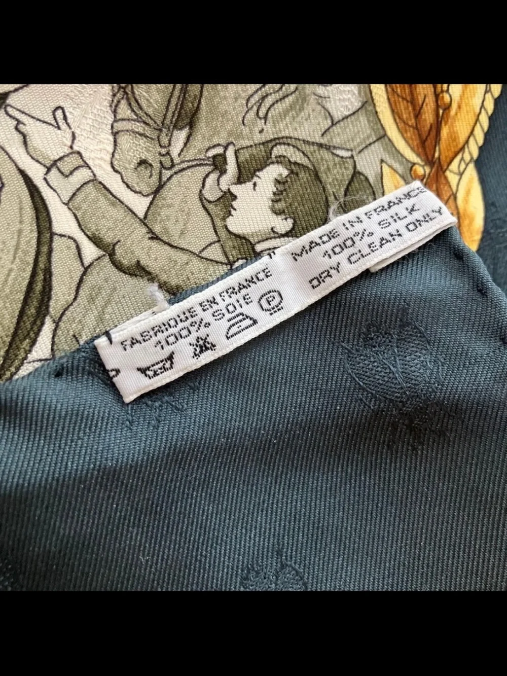Hermes Navy, Red, Green and Gold Napoleon Motif Silk Scarf